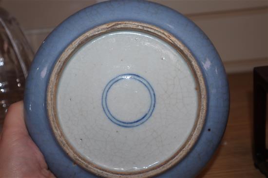 A Chinese blue crackle glaze brushwasher, 19th century